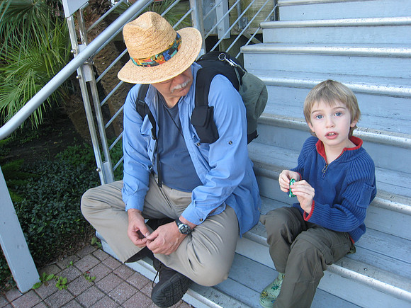 Aidan & Bapa Waiting for Taxi